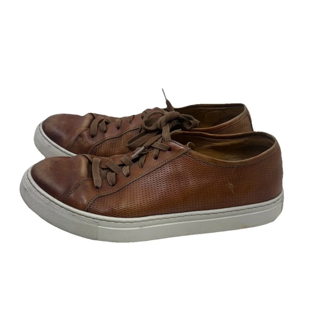 Magnanni Brown‎ Leather Comfort Men's Casual Lace Up Sneakers Size 9